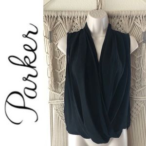 Parker Silk V-neck Draped Blouse
